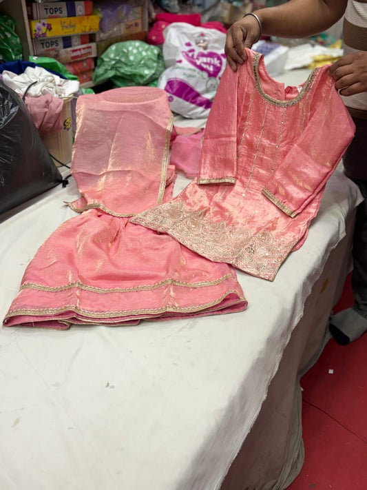 Girls Peach Sharara Set
