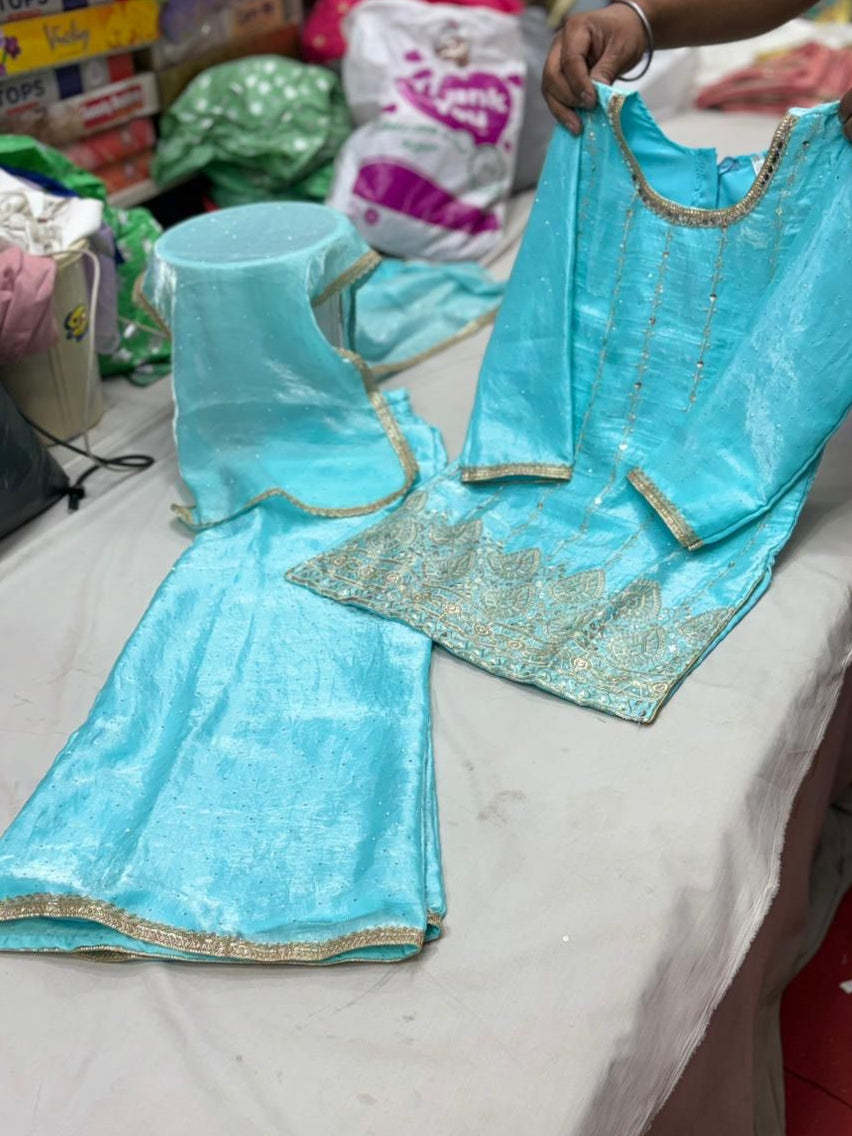 Aqua Blue Palazzo Suit