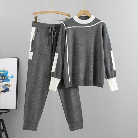 Colour Block Stripe 2-Piece Knit Cord Set
