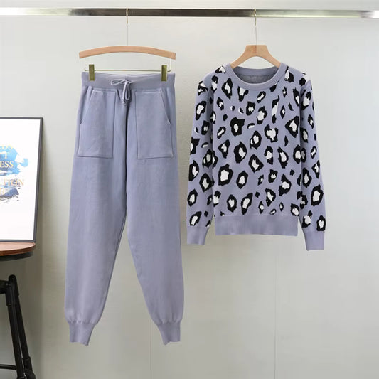 Leopard Print 2-Piece Knit Cord Set