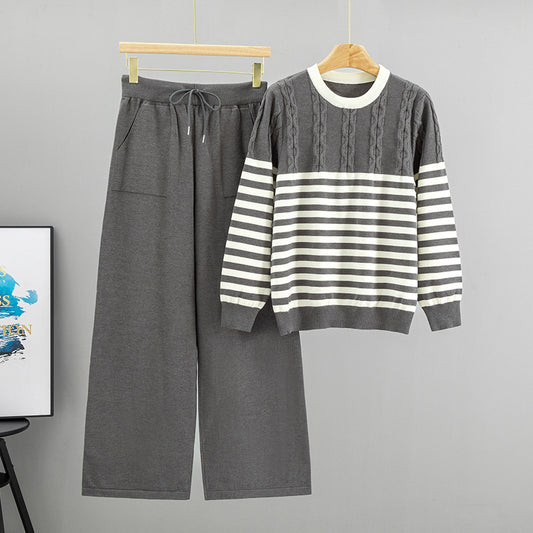 Cable Knit Stripe Panel Cord Set