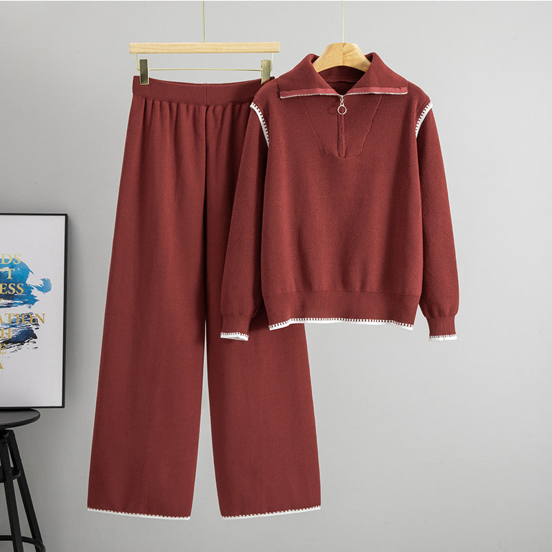 Half-Zip Scallop Trim 2-Piece Cord Set