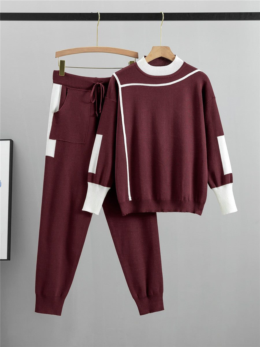 Colour Block Stripe 2-Piece Knit Cord Set