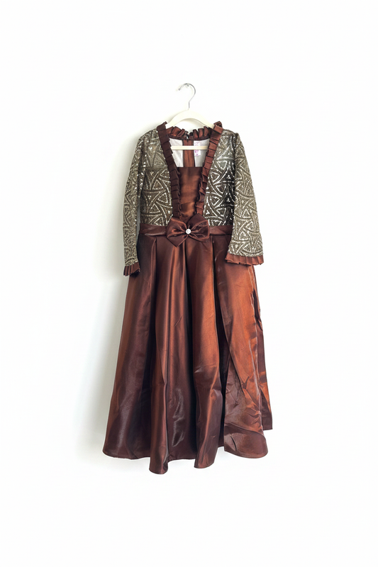 Brown Copper Girls Party Dress - Enhanced Hanger