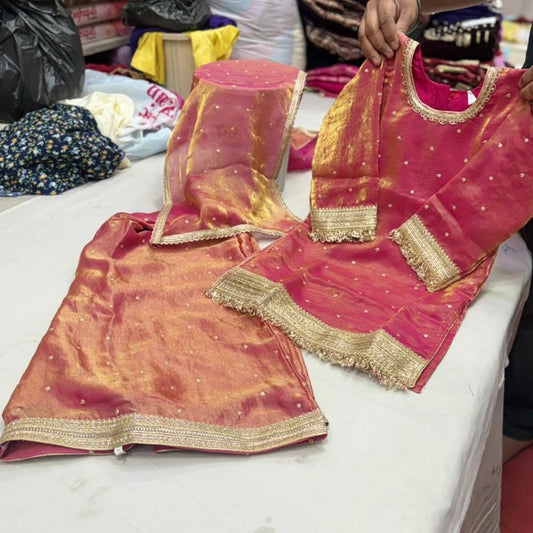 Dual Tone Pink Plazo suit