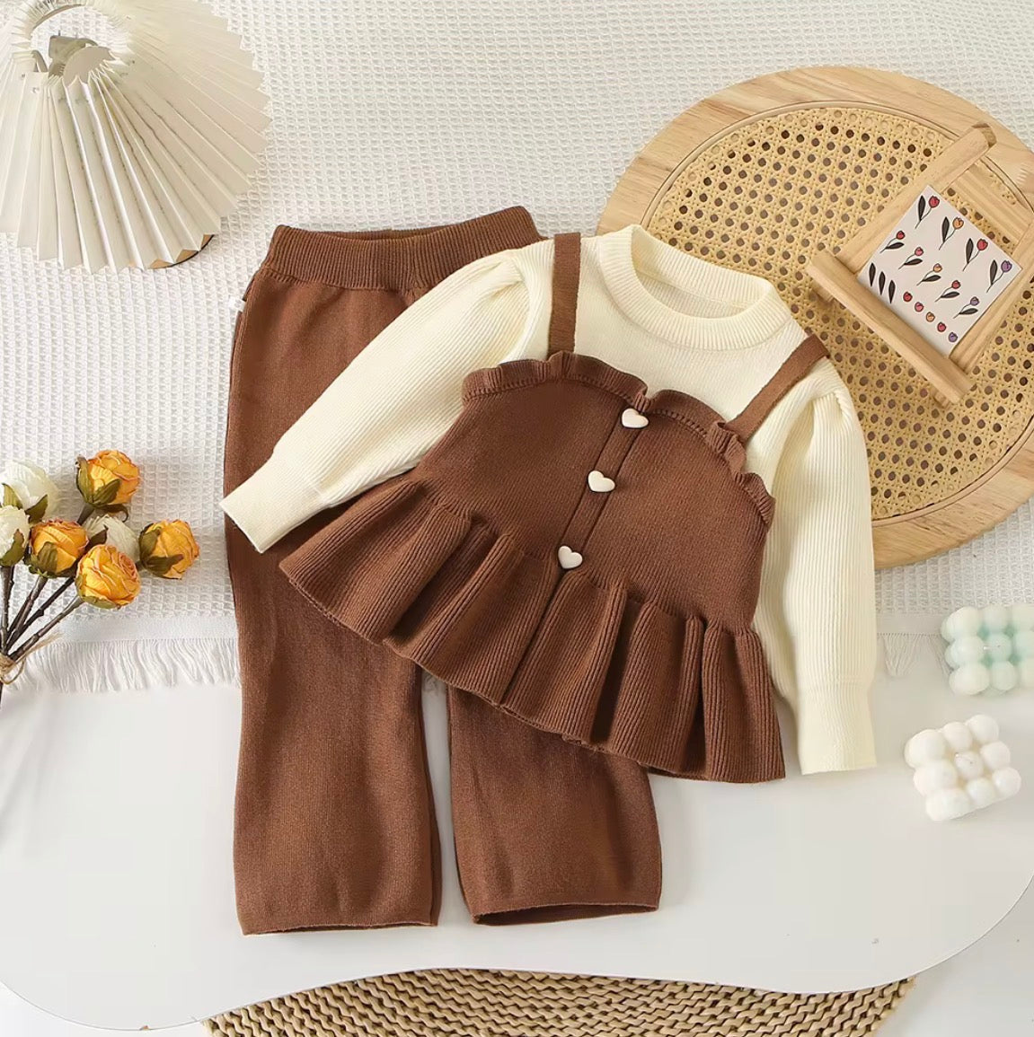 Girls Woolen Frock-Style Two-Piece Set