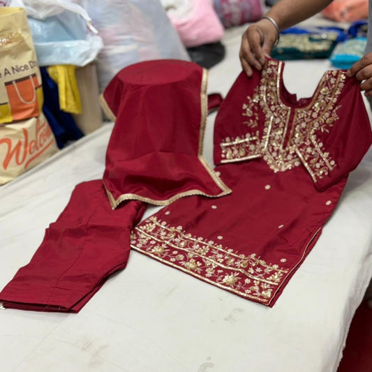 Maroon Handwork Salwar Suit