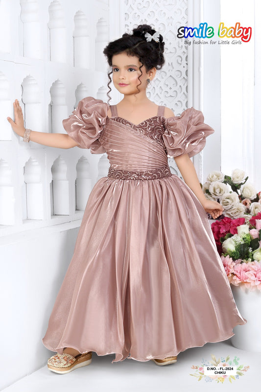 Off-Shoulder Puff Sleeve Party Gown