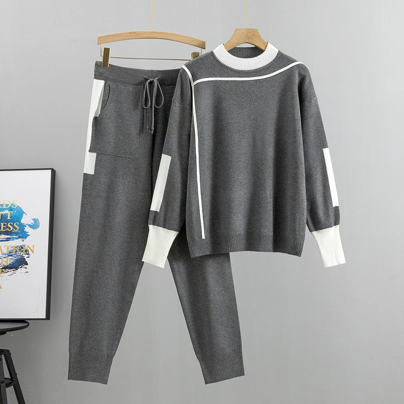 Colour Block Stripe 2-Piece Knit Cord Set