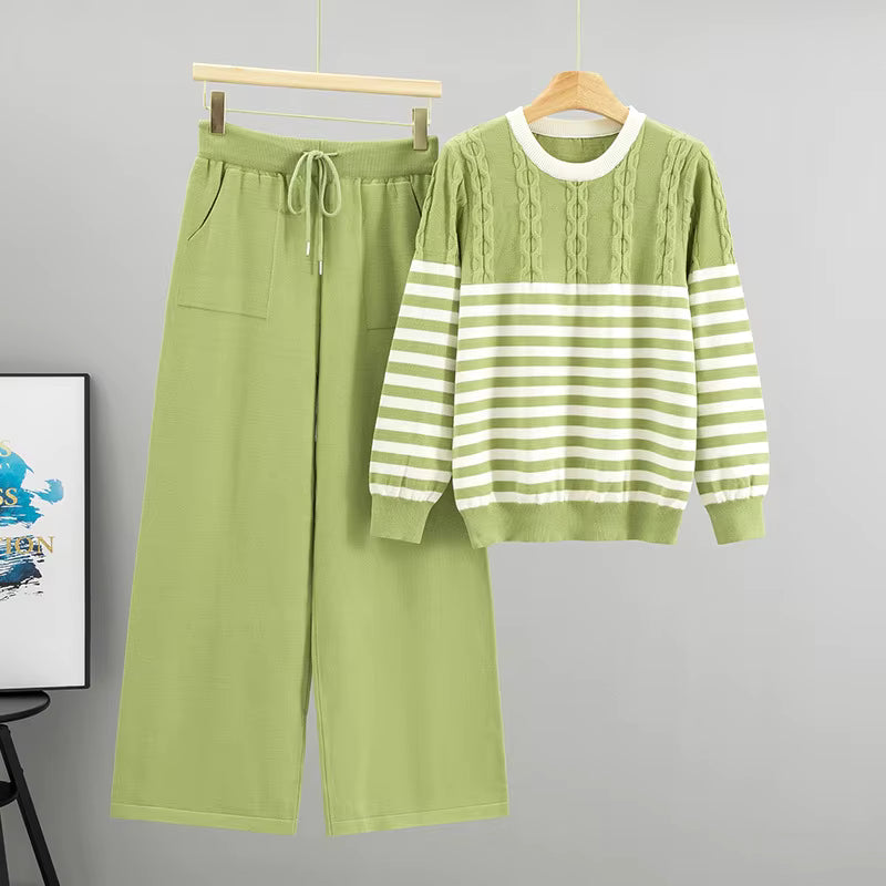 Cable Knit Stripe Panel Cord Set