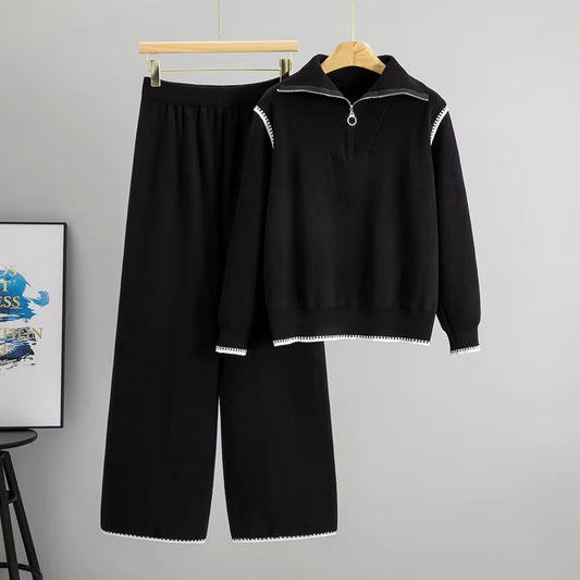 Half-Zip Scallop Trim 2-Piece Cord Set