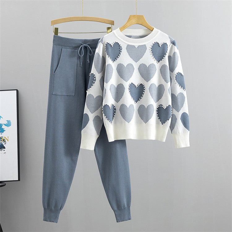 Pearl Heart 2-Piece Knit Cord Set