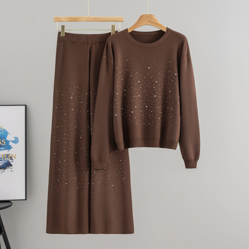 Rhinestone Scatter Knit Cord Set
