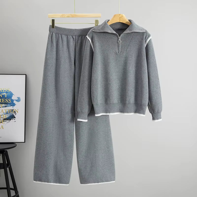 Half-Zip Scallop Trim 2-Piece Cord Set