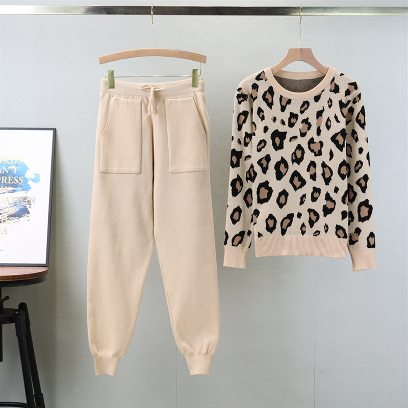 Leopard Print 2-Piece Knit Cord Set