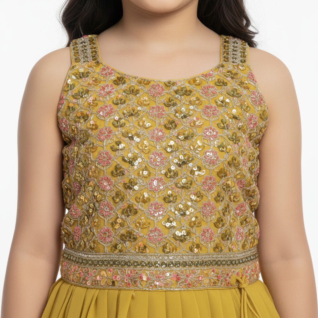 Close-up Golden Yellow Choli Top