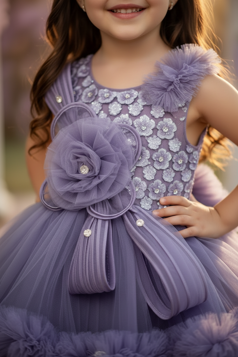 Girls Lavender Gown - Bodice Detail Close-up