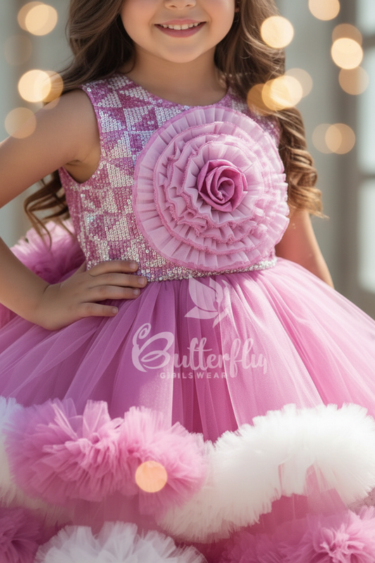 Girls Pink Frock - Bodice Close-up