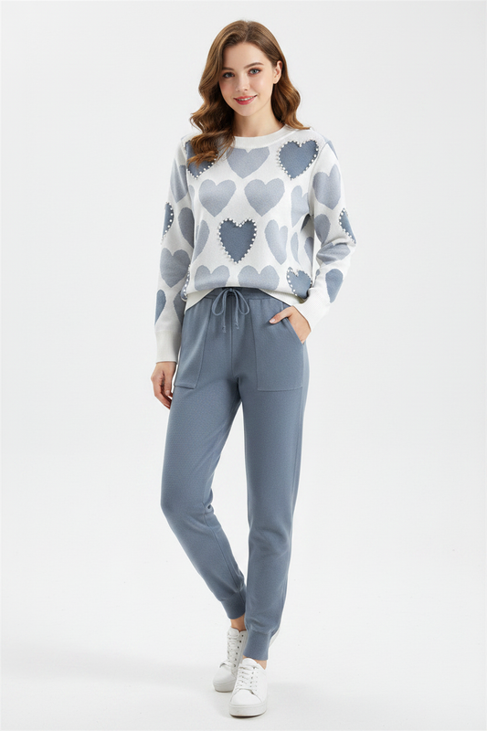 Model - Blue Heart Print Coord Set