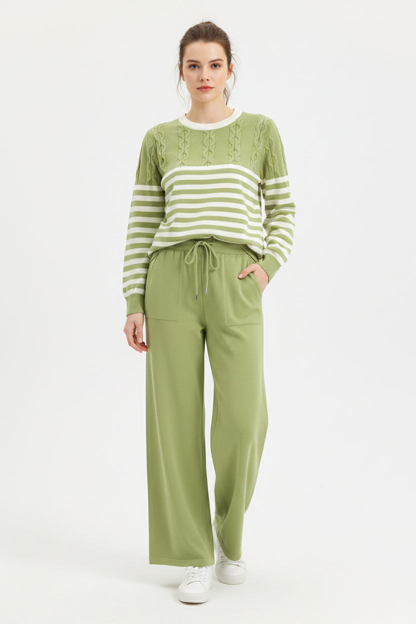 Model - Sage Green Cable Knit Coord Set