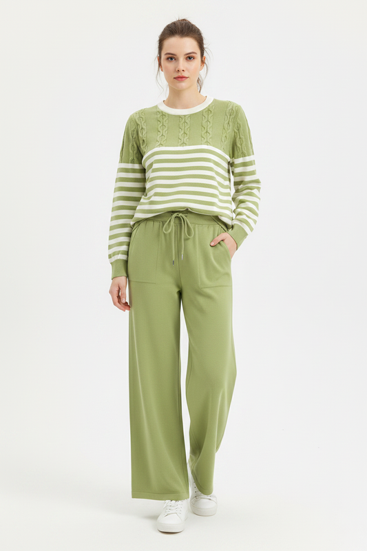 Model - Sage Green Cable Knit Coord Set