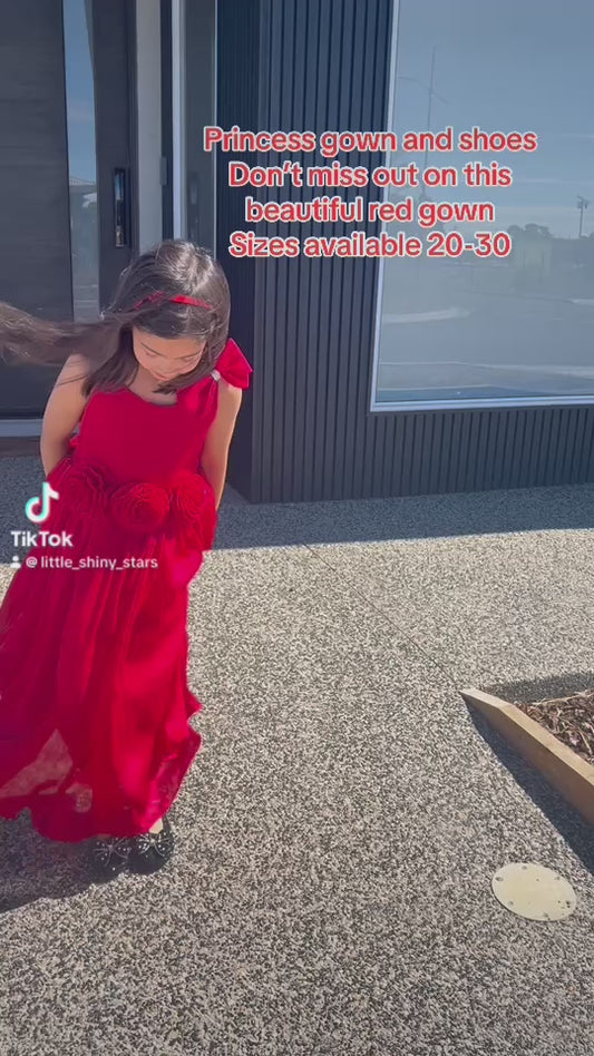 Red Gown with Statement Flower Detail