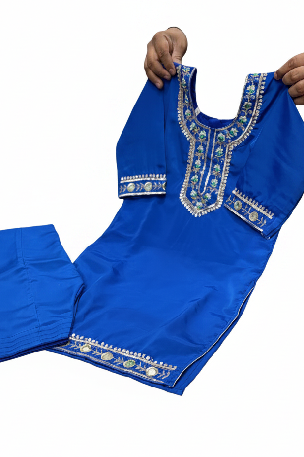 Royal Blue Punjabi Suit - White Background