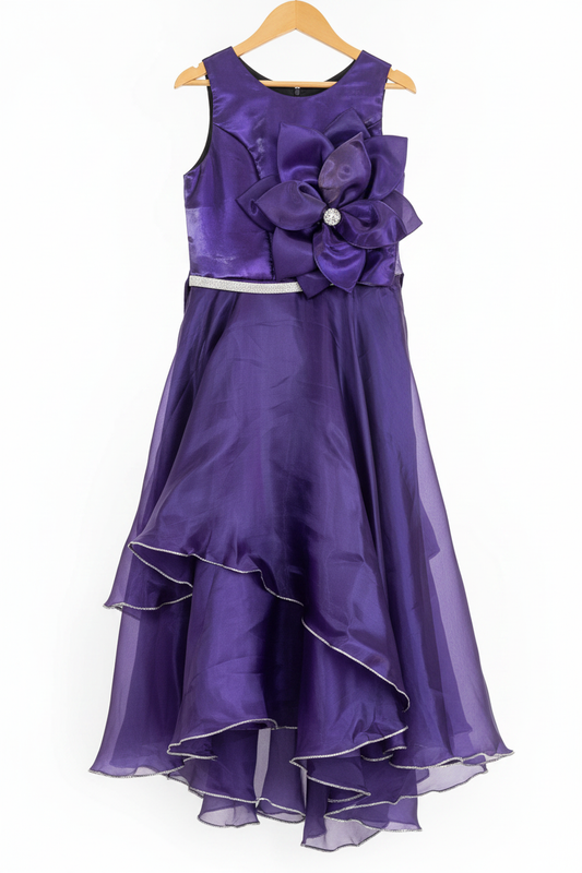 Royal Purple Satin Party Dress on Hanger