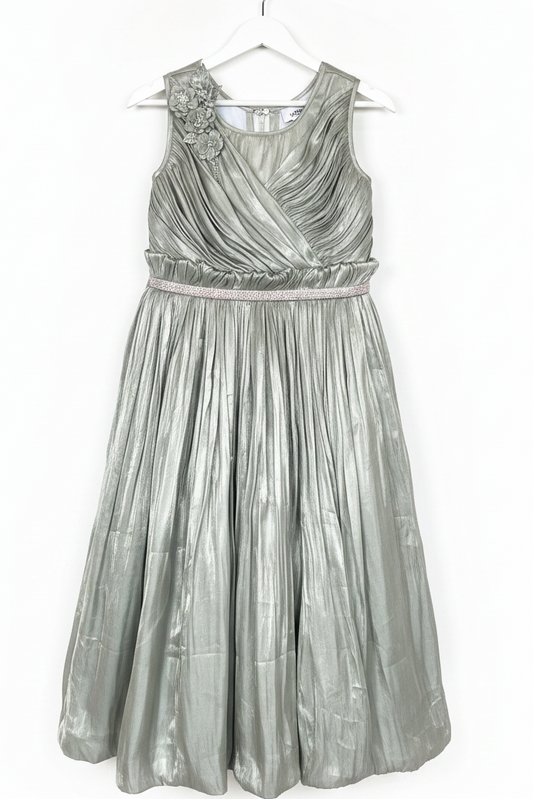 Silver Pleated Dress - Hanger Shot